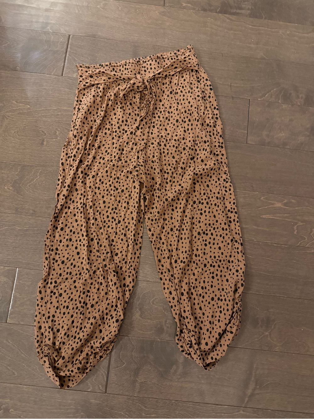 Abercrombie & Fitch Tan Polka Dot Harem Pants